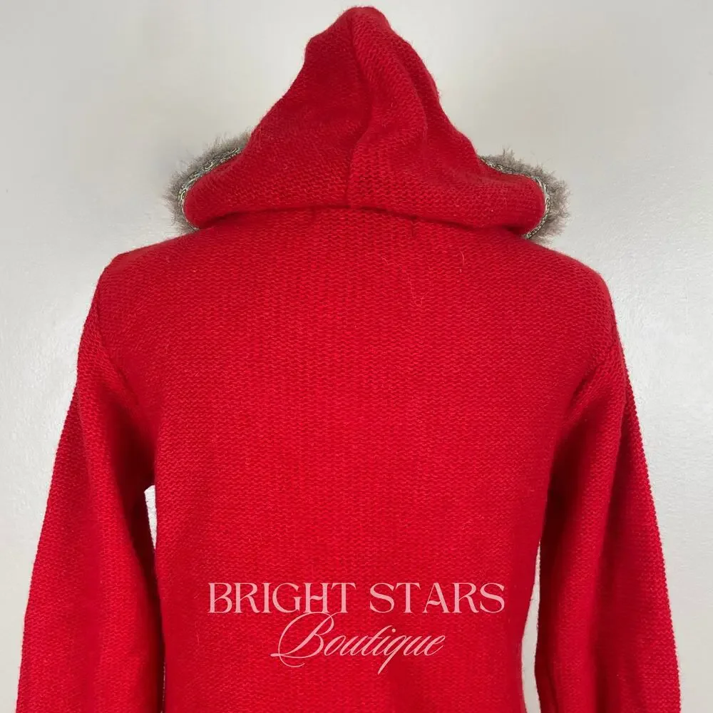 Rare Vintage Hooded Cardigan ASO Willow Rosenberg BtVS Red Embroidered Knit - Picture 12 of 14